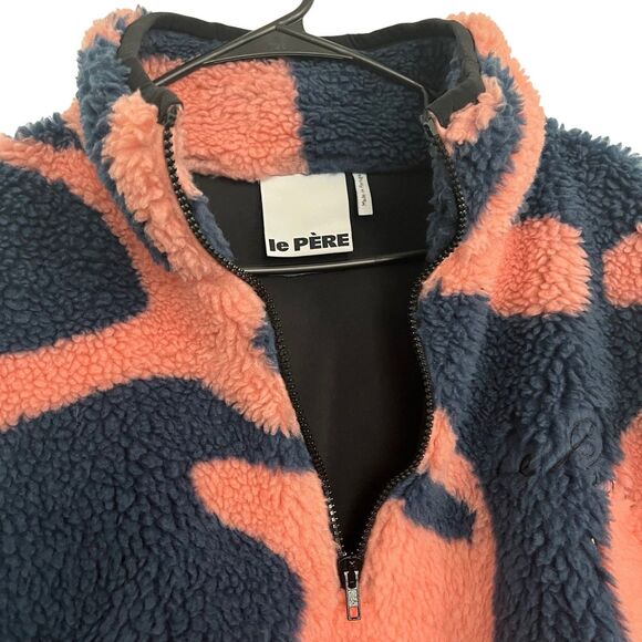 Le Pere Woods Quarter Zip Sherpa Pullover, Color Redbud Pink & Navy - Picture 4 of 7